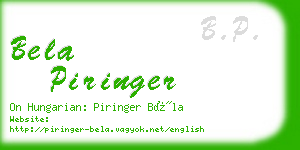 bela piringer business card